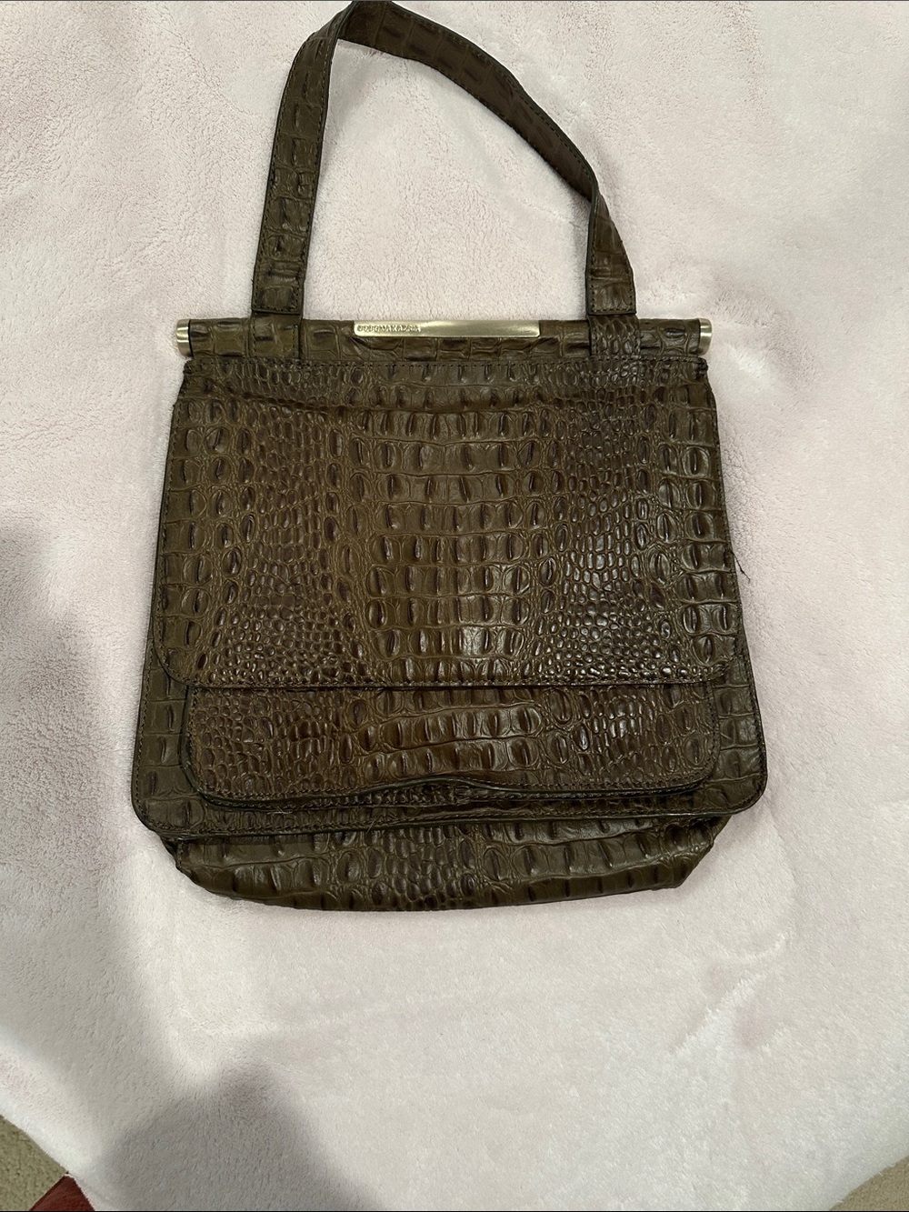BCBGMAXAZRIA Vintage Croc-Embossed Leather Purse